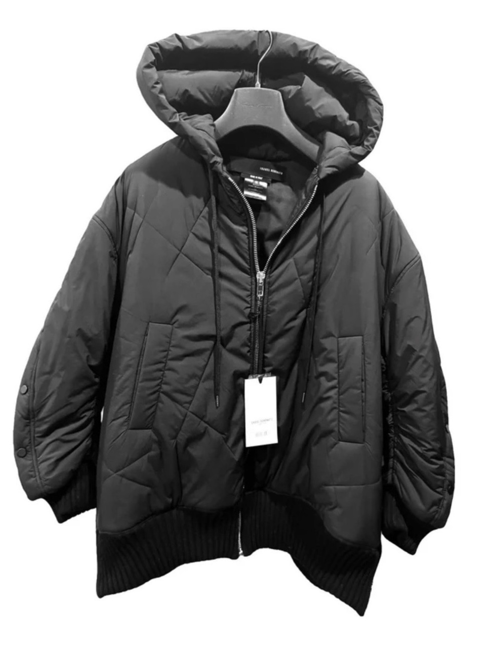 NWT Isabel Benenato Black Quilted Hooded Oversized Puffer Jacket